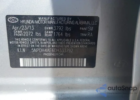 2013 Hyundai Elantra Gls из США, поврежденный, VIN 5NPDH4AE6DH333792